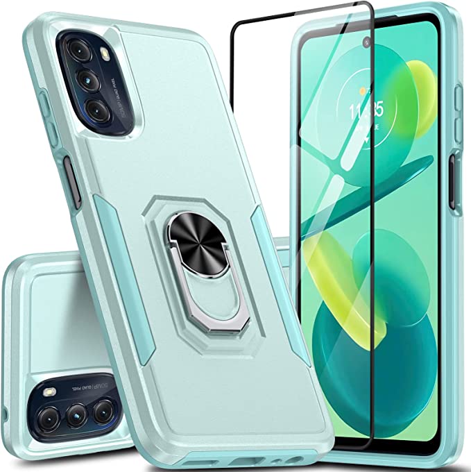 Photo 1 of Oterkin for Motorola Moto G 5G 2022 Case with[360° Rotatable Stand Ring],Moto G 5G 2022 Case with[9H HD Tempered Glass Screen Protector][15FT Military Grade Shockproof] Case for Moto G 5G 2022 (Blue)
