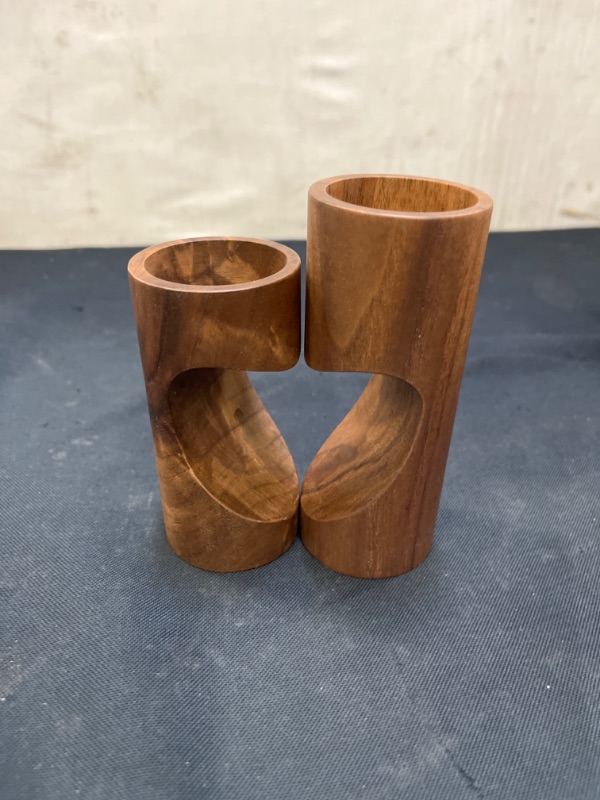 Photo 2 of ChasBete Tea Light Candle Holders for Table Centerpiece, Decorative Wood Tealight Candle Holder Set, Unity Heart Candle Holder for Home Décor
