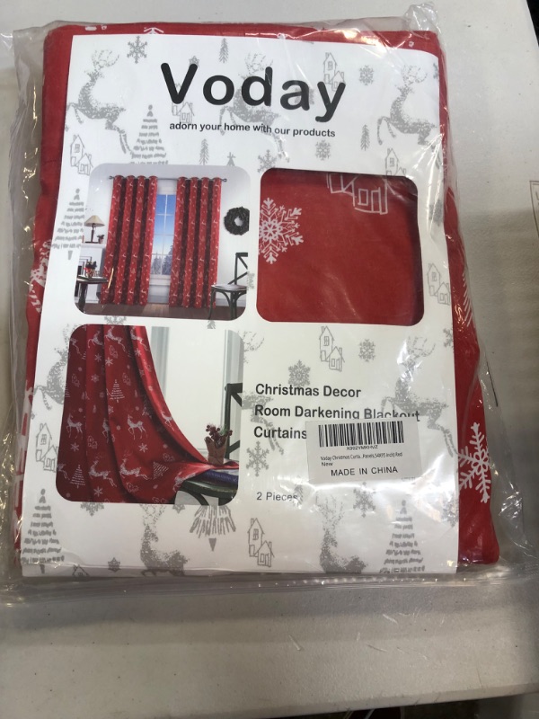 Photo 3 of (2 Panels) Voday 52X95 Inch Red Christmas Window Curtains - Heavy Duty Christmas Curtain Panels - Xmas Silver Matt Grommets Holiday Room Darkening Blackout Curtains for Living Room, Bedroom, Kid Room
