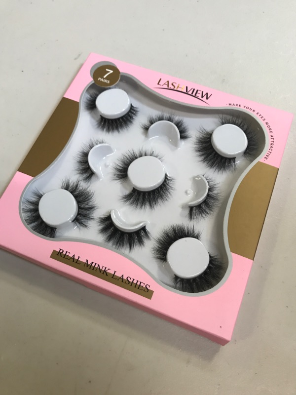 Photo 2 of 7 Pairs Mink Lashes, LASHVIEW False Eyelashes Handmade Lashes,3D Natural Layered Effect,Reusable Natural Look False Eyelashes for Makeup