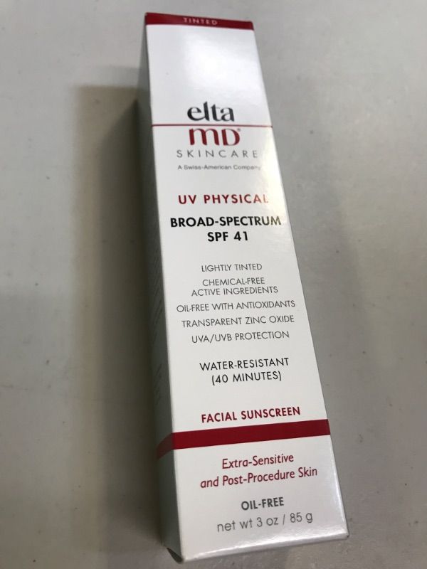 Photo 1 of EltaMD UV Physical SPF 41 Tinted Mineral Sunscreen, Chemical-Free Actives Physical Sunscreen for Face, Protects Sensitive Skin and Post-Procedure Skin, 3 Ounce (Pack of 1) EXP 03/2025