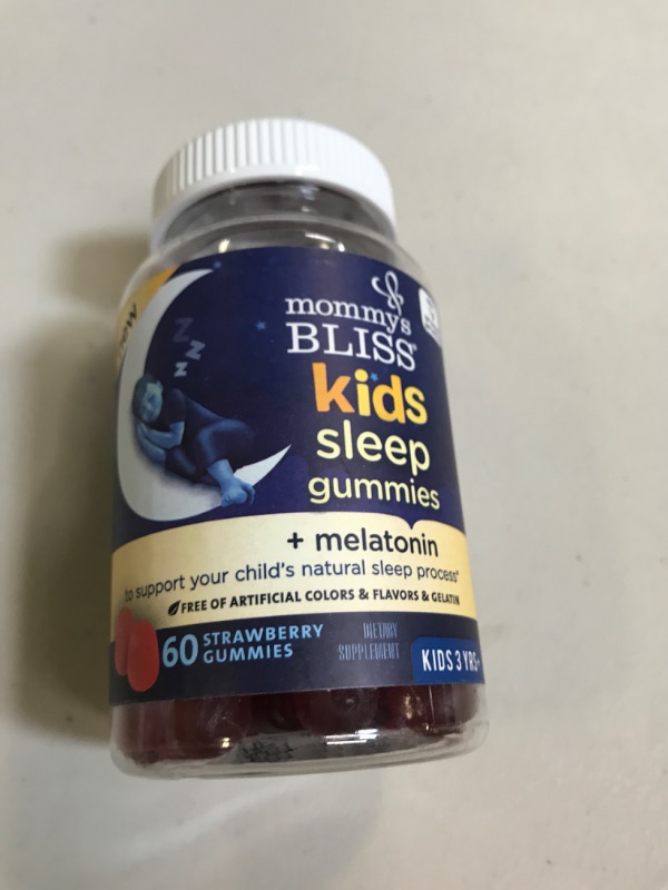 Photo 2 of Mommy's Bliss Kids Sleep Melatonin Gummies: Free of Artificial Colors, Flavors, or Gelatin, Strawberry Flavor, Age 3+, 60 Gummies EZP 05/2023