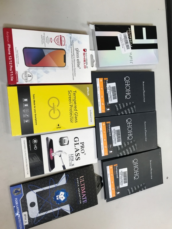 Photo 1 of MISC LOT OF PHONE SCREEN PROTECTORS ... IPHONE X , IPHONE 6.7INCH , IPHONE 12 / 12 PRO 