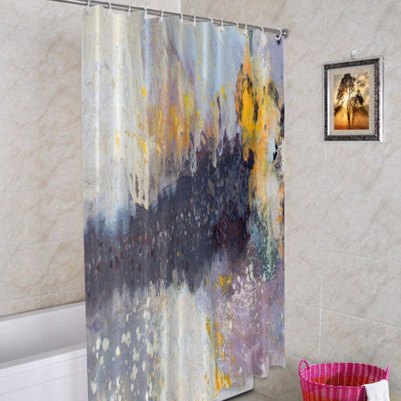 Photo 1 of Batmerry Modern Art Colorful Decorative Shower Curtain, Black and White Hand Painting On Canvas Abstract Shower Curtain Long Wide with Rust Proof Grommets for Bathroom Bathtub Waterproof Washable