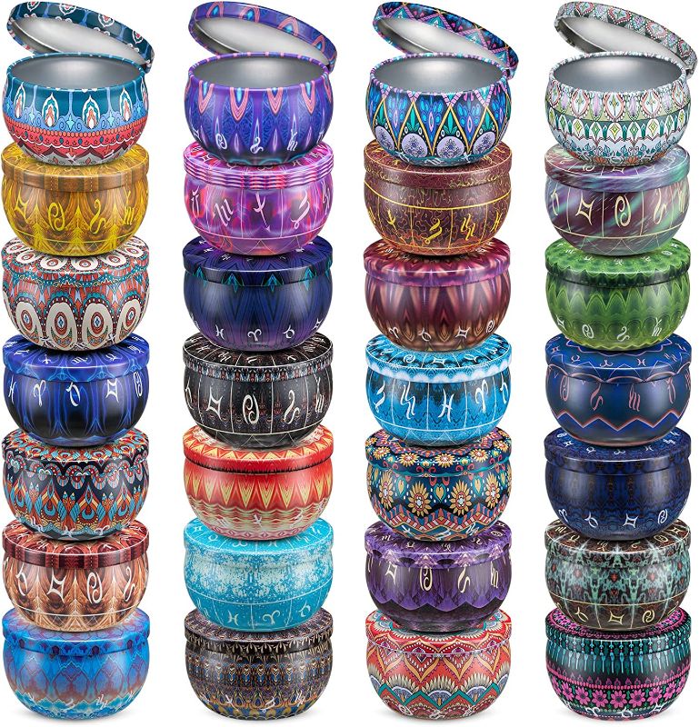 Photo 1 of 28 Pcs Candle Tins for Making Candles ,28 Color, 2.5 Oz Metal Tins?Empty Candle Containers with Lids,Bulk Small Candle Jars,Candle Wicks & Wicks Holder