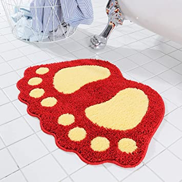 Photo 1 of Bathroom Rugs Mats Water Absorbent Non-Slip Mat Used in Bathroom, Shower, Room, Etc.Soft Microfiber Bath Mat Machine Washable Bath Mat Bathroom Mat ?Red 16x24''?