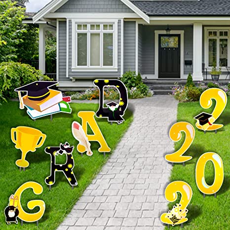 Photo 1 of 10 PCS 2022 Graduation Yard Decorations Yard Signs, 2022 Graduation Yard Sign Outdoor Decor, Waterproof 2022 Grad Yard Sign with Stakes Outdoor Decor for Home Lawn Party Supplies