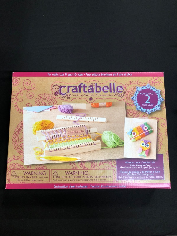 Photo 2 of Craftabelle – Wooden Loom Creation Kit – Beginner Knitting Loom Kit – 19pc Weaving Set with Yarn and Frame – DIY Craft Kits for Kids Aged 8 Years +
