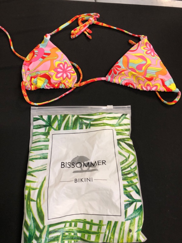 Photo 2 of BISSOMMER Triangle Swimwear Micro Print Halter Top, Size Medium 