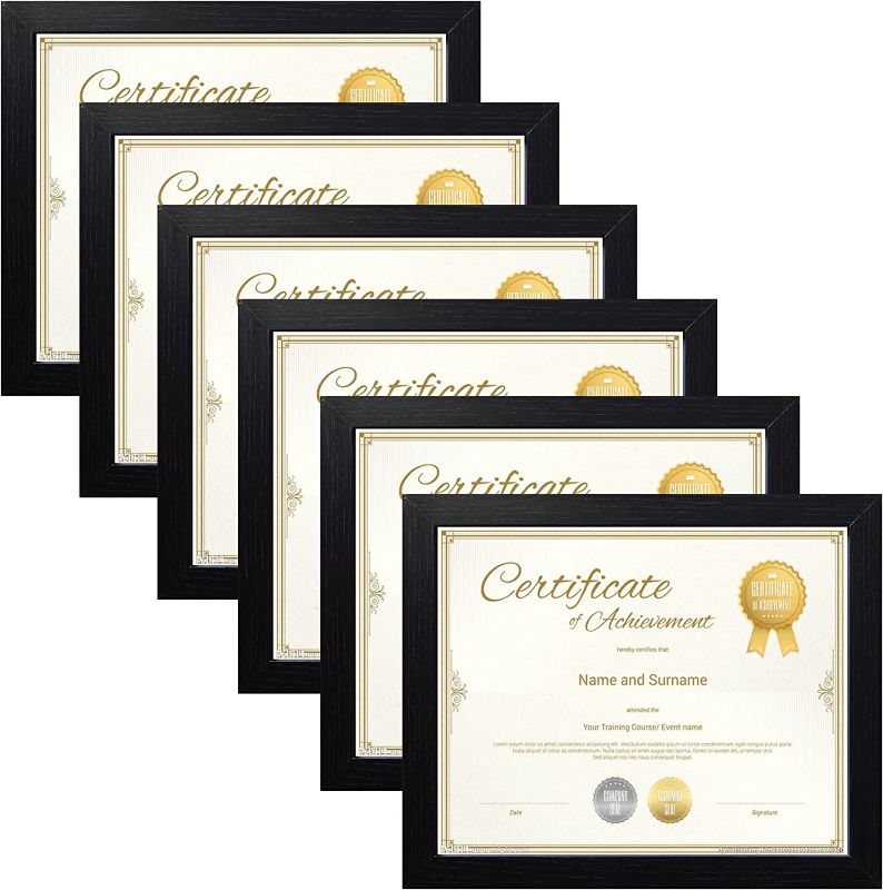 Photo 1 of 8.5x11 Certificate Document Picture Frame Set of 6, Black Diploma Frames for Wall or Tabletop

