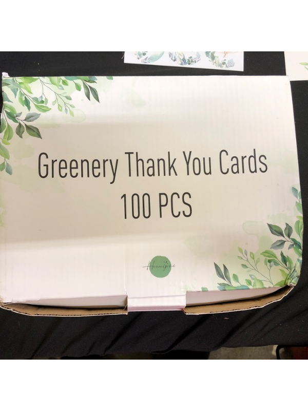 Photo 3 of 100 Pack Greenery Thank You Cards, 4x6 Gold Foil