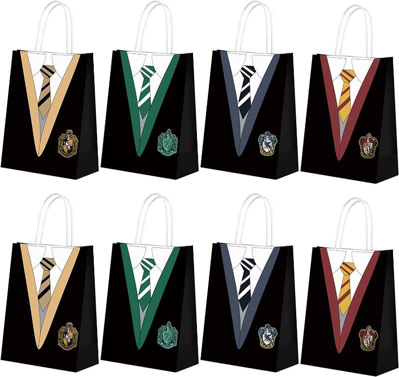 Photo 1 of 16 Packs Harry Wizard School Favors Bags for Children Birthday Party Supplies, Paper Tote Bags Party Favor Bags for Kids Birthday Party Supplies Decorations.
