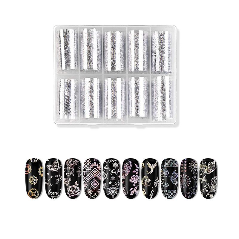 Photo 1 of 10 Rolls Laser Nail Holographic Stickers Art Nail Decoration Christmas Nail Salon DIY Nails
