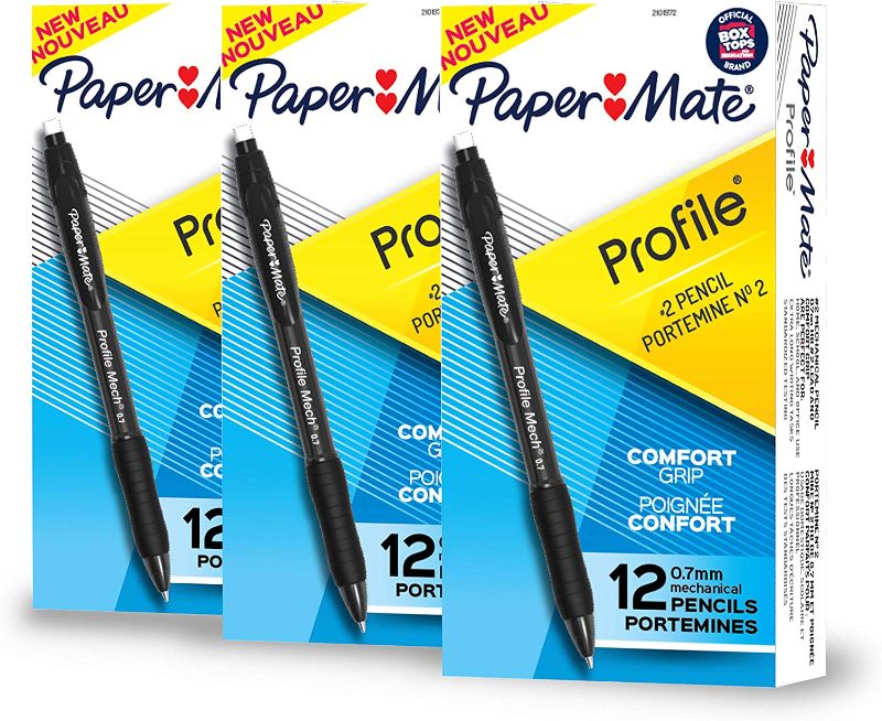 Photo 1 of Paper Mate Profile Mech Mechanical Pencil Set, 0.7mm #2 Pencil Lead, Great for Home, School, Office Use, Assorted Barrel Colors---- 3 BOXES 12 EA.