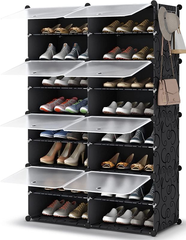 Photo 1 of Shoe Rack, 8 Tier Shoe Storage Cabinet 32 Pair Plastic Shoe Shelves Organizer for Closet Hallway Bedroom Entryway
