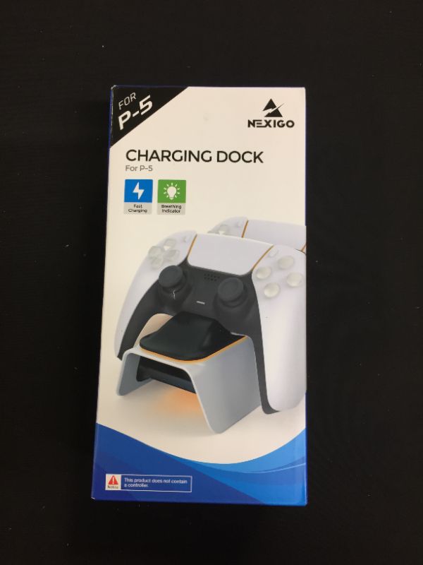 Photo 1 of NexiGo PS5 Controller Charger with Thumb Grip Kit, Fast Charging AC Adapter, Dualsense Charging Station Dock for Dual Playstation 5 Controllers with LED Indicator, White---FACTORY SEALED