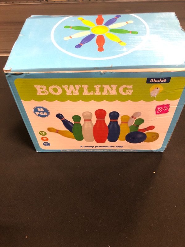 Photo 2 of Bowling Pins Ball Set Toys Mini Plastic Indoor Family Party Games with 10 Pins and 2 Balls Birthday Gift for Kids Toddlers Boys Girls Children 2 3 4 5 Years