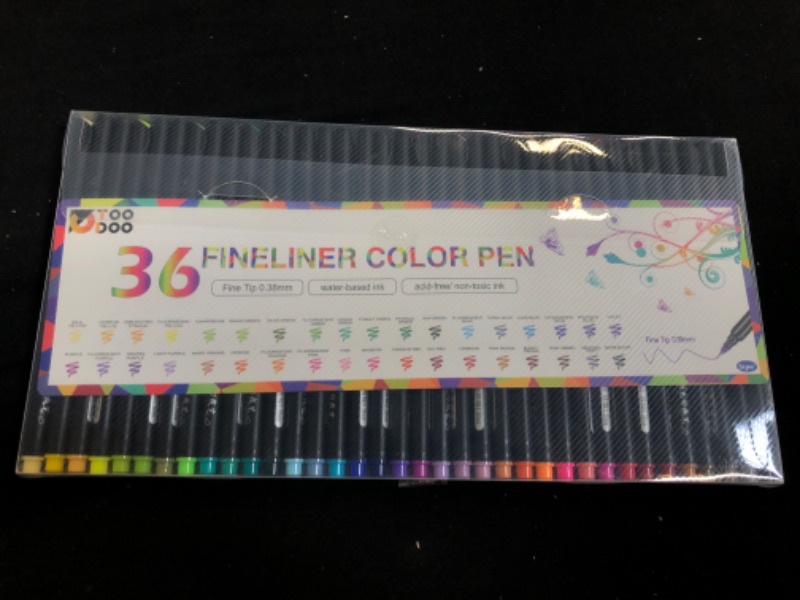 Photo 2 of 36 Pieces Fineliner Color Pen Set, TOODOO 0.38 mm Colored Sketch Drawing Pen, Porous Fine Point Markers for Journal and Note Taking without Bleeding Paper
