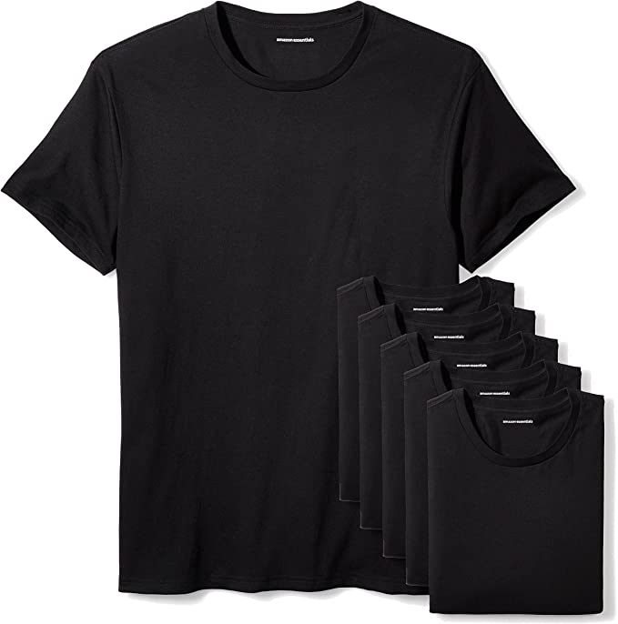 Photo 1 of Amazon Essentials Men's Crewneck T-Shirt, Pack of 6. SIZE S 
