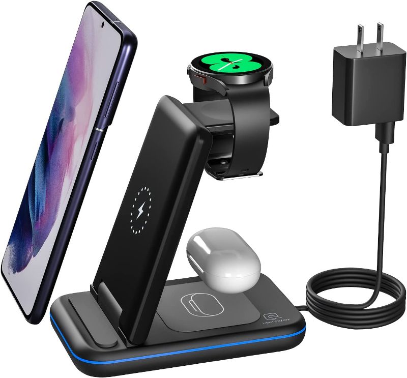 Photo 1 of Wireless Charging Station for Samsung Galaxy Phone/Watch/Buds, 3 in 1 Foldable Qi-Certified Charging Stand----UNABLE TO TEST