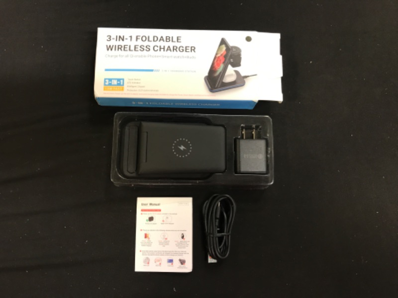 Photo 2 of Wireless Charging Station for Samsung Galaxy Phone/Watch/Buds, 3 in 1 Foldable Qi-Certified Charging Stand----UNABLE TO TEST