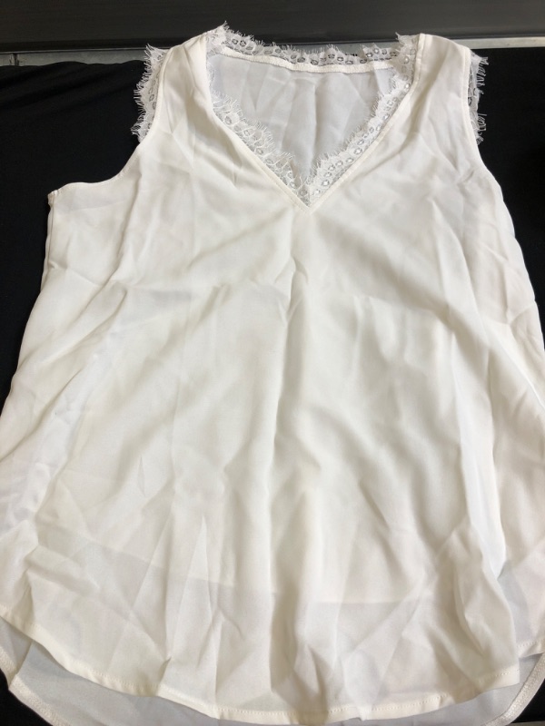 Photo 2 of BLENCOT Women Lace Trim Tank Tops V Neck Fashion Casual Sleeveless Blouse Vest Shirts