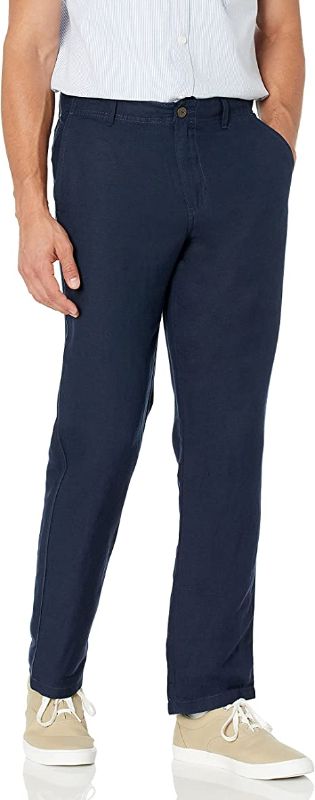 Photo 1 of Amazon Essentials Men's Slim-fit Flat-Front Linen Pant. SIZE 30