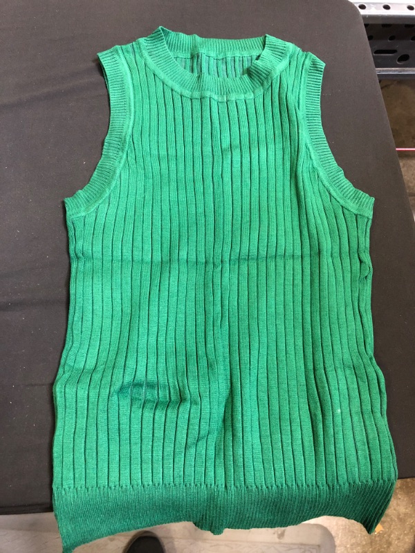 Photo 2 of Goranbon Women's Sleeveless Sweater Tank Tops Ribbed Knit Fitted Shirt Vest. SIZE M 