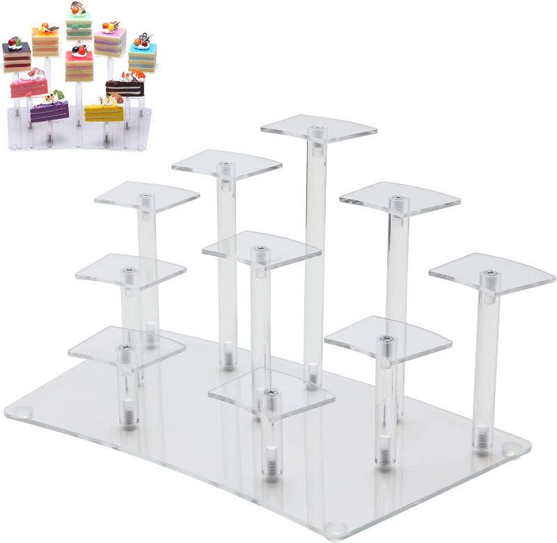 Photo 1 of Acrylic Riser Display Stand, 10-Tier Step Riser for Collections, Toys and Dolls, Desserts, Cosmetic Jewelry Organizer Display Risers (Clear)