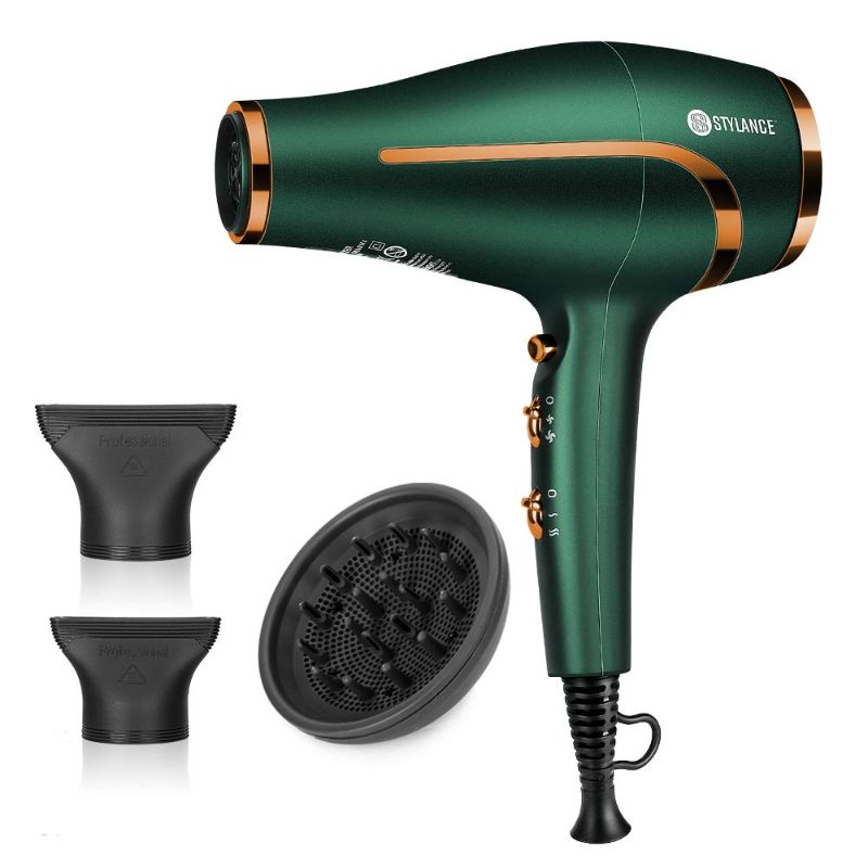 Photo 1 of COIFFEO Negative Ionic Hair Dryer, Professional Powerful Salon Blow Dryer, with Diffuser Concentrator, Fast Drying, 3 Heat Speeds 2 Speeds Settings, for Salon or Home (Green)