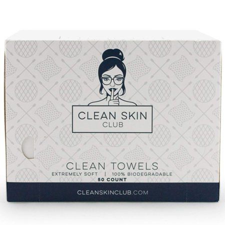 Photo 1 of Clean Towels XL Organic Disposable Face Cleansing Washcloth Makeup Removing Wipes by Clean Skin Club 50 Count