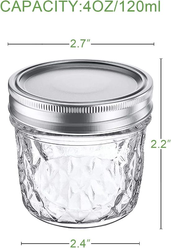 Photo 3 of 4oz Mason Jars With Lids, (A Set of 20, 60 Lids) Ideal for Jam, Honey, Wedding Favors, Shower Favors, Baby Foods, DIY Magnetic Spice Jars, Mini Spice Jars For Kitchen