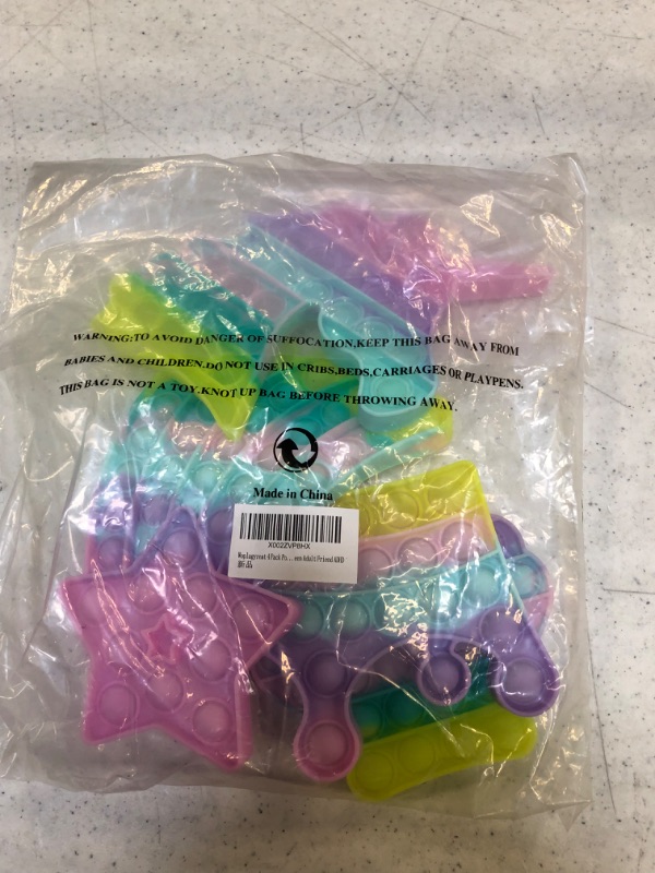 Photo 2 of 4 Pack Pop Sensory Toy Popping Popper Anxiety Autism Stress Pressure Bubble Silicone Game Gift Special Need Kid Teen Adult Friend ADHD unicorn , shooting star.  crown, and shell 
