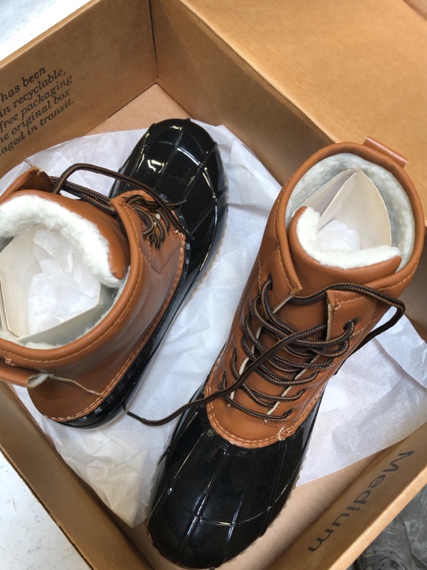 Photo 1 of Chenghe Women's Winter Duck Boots Waterproof Lace Up Two Tone Rain Duck Boots womens size 8 