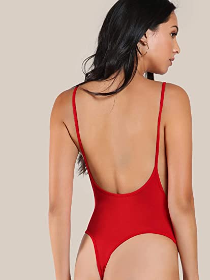 Photo 2 of DIDK Women's Spaghetti Strap Armhole Plain Backless Bodysuit UNKNOWN SIZE TAG MISSING.
