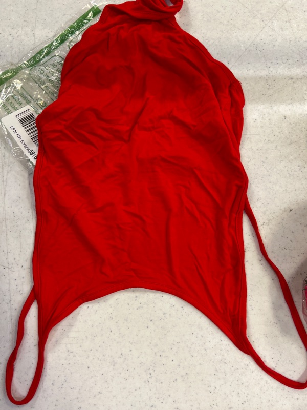 Photo 3 of DIDK Women's Spaghetti Strap Armhole Plain Backless Bodysuit UNKNOWN SIZE TAG MISSING.
