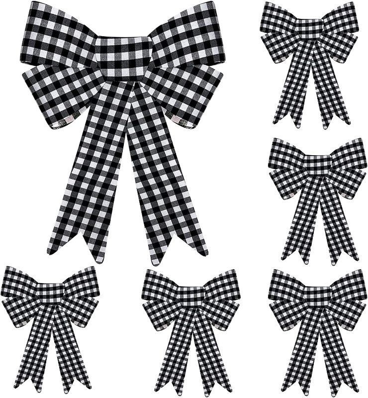 Photo 1 of 6 Pack Christmas Bows Decorations, Large Christmas Buffalo Plaid Bows for Wreath Garland Christmas Tree Topper Ornaments Outdoor Indoor Christmas Decorations Home Party Crafts, 9 x 12.5 "(Black White)
16.97 x 12.44 x 2.32 inches 