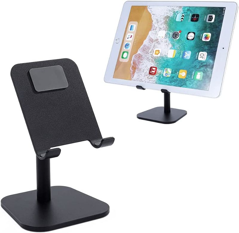Photo 1 of Tokanoso Tablet Stand Angle Height Adjustable ipad Stand Holder for Desk Aluminum Cell Phone Stand Compatible with All Mobile Phones,iPhone,Switch,iPad,Tablets and up to 10.2" (Black)-----Product size:3.1*2.7*4.7-6.4 inches.
