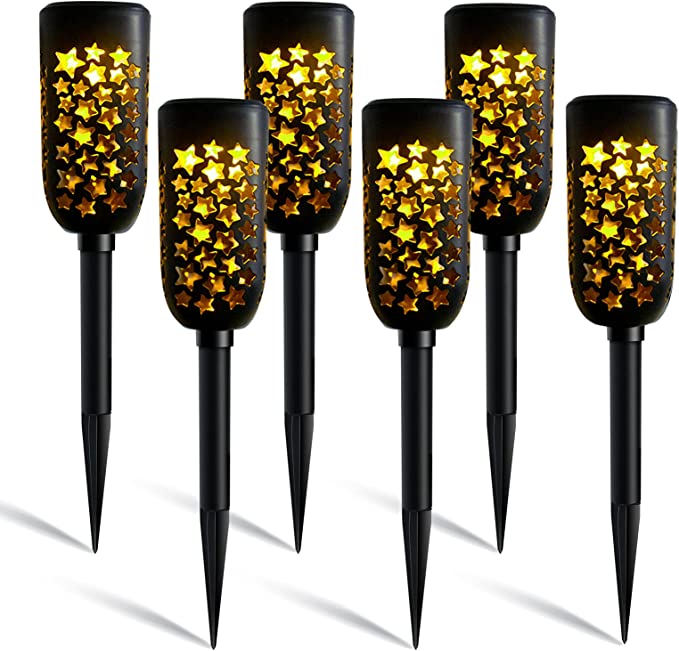 Photo 1 of 6 Pack Solar Pathway Lights Outdoor Solar Garden Lights Waterproof Star Landscape Stake Lighting for Patio Lawn Yard Path Walkway Sidewalk Christmas(Warm White)
