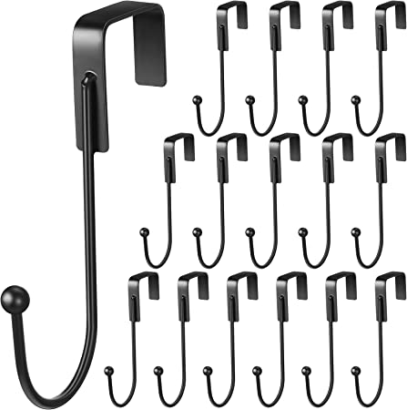 Photo 1 of 16 Pack Over The Door Hooks Metal Single Head Hook Organizer Rack Cubical Door Hangers with Shim for Hanging Clothing Bathroom Closet Towel Wreath, Black-----?9.53 x 5.59 x 1.77 inches

