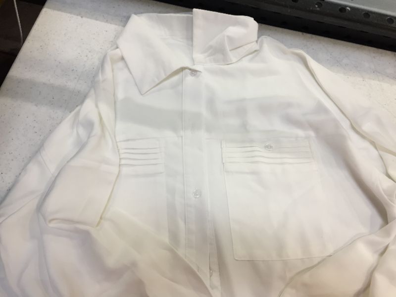 Photo 1 of Astylish Womens Casual Roll up Sleeve Lightweight Blouse Top Button Down Tunic Shirts with Pocket--size L
