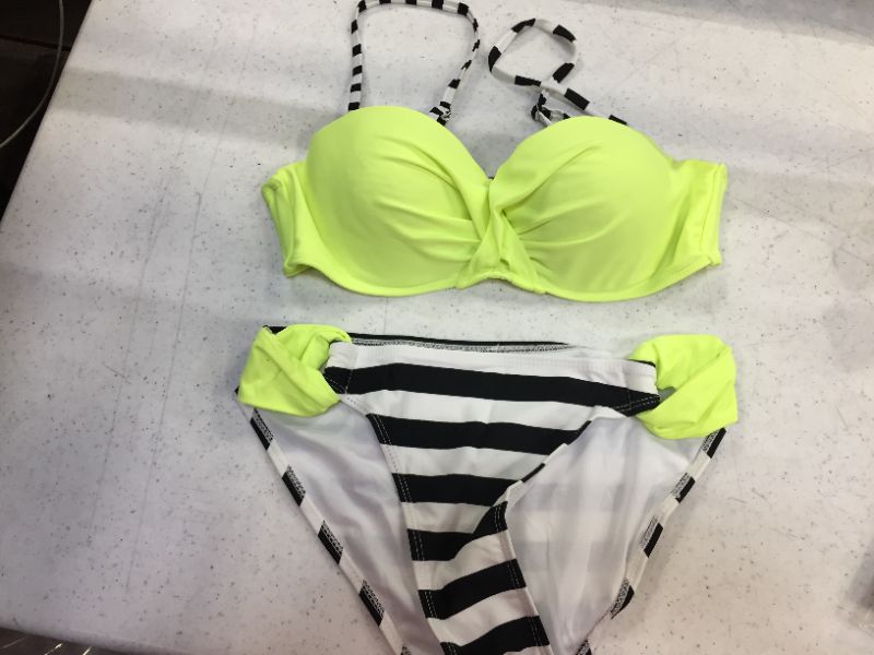 Photo 2 of Actloe Women Color Block Bikini Swimsuit Two Pieces Swimwear Push up Bathing Suit---size M