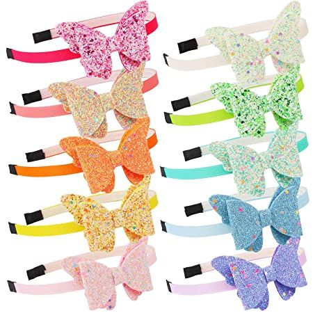 Photo 1 of 10 Pcs Glitter Girls Headbands For Kids,Sequin 3.5 Inch Cute Bow Rainbow Butterfly Head Band Diademas Para Niñas Sparkle Wing Toddler Girl Headbands
