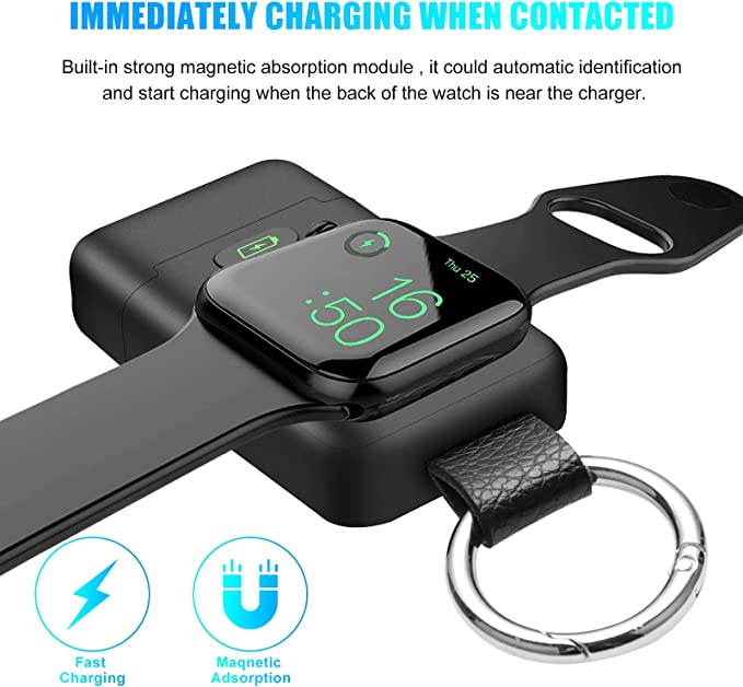 Photo 1 of Portable Wireless Charger for Apple Watch,HUOTO?Upgraded Version? iwatch Charger 1400mAh Smart Keychain Power Bank,Portable Magnetic iWatch Charger for Apple Watch Series 8/7/6/SE/5/4/3/2/1 (Black)
