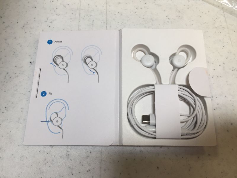 Photo 2 of Google Earbuds USB-C Wired Digital Headset Type-C for Pixel Phones - Microphone and Volume Control - White