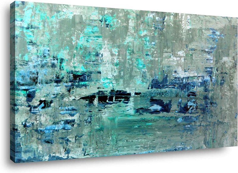Photo 1 of Abstract Wall Art Pictures for Living Room Large Size Artwork Banksy Framed Canvas Wall Art Modern Wall Decor Bedroom Decorations Kitchen Wall Art Teal Blue Paintings Décor Bathroom Wall Decor 24"x48"
