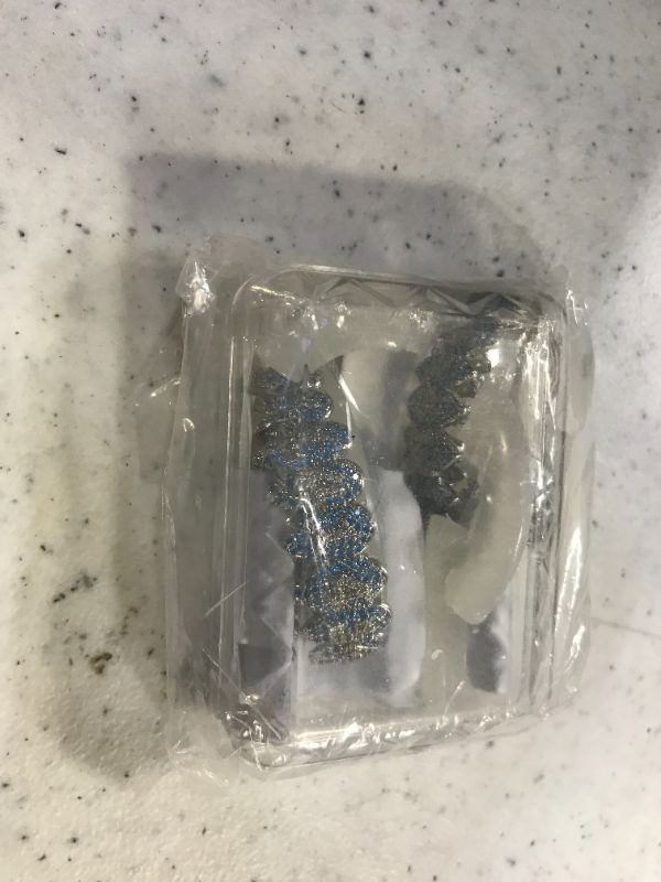 Photo 3 of TOPGRILLZ 6ix9nie Shark Grills Iced Out CZ Lab Diamond Aquamarine Zircon 14 Vampire Grillz for Your Teeth 8 Teeth Top and Bottom Grills for Men Hip Hop Rapper Cosplay Costume