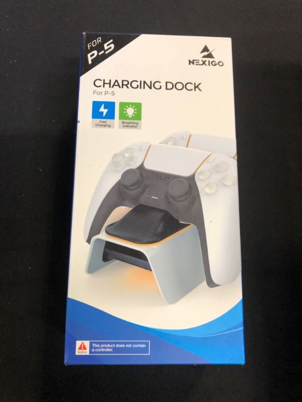 Photo 2 of NexiGo Enhanced PS5 Controller Charger, Playstation 5 Charging Station with LED Indicator, High Speed, Fast Charging Dock for Sony DualSense Controller, White
