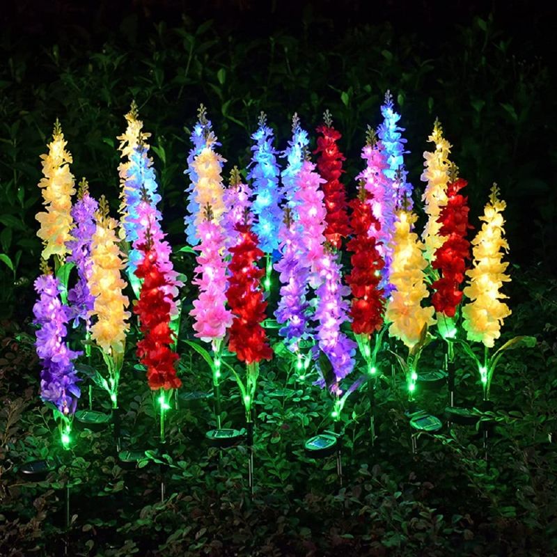 Photo 1 of Solar Flowers Lights Outdoor Garden Waterproof Pack of 2 Cemetery Decorations for Grave, Patio Garden Decor for Outside (Yellow-2PCS)
