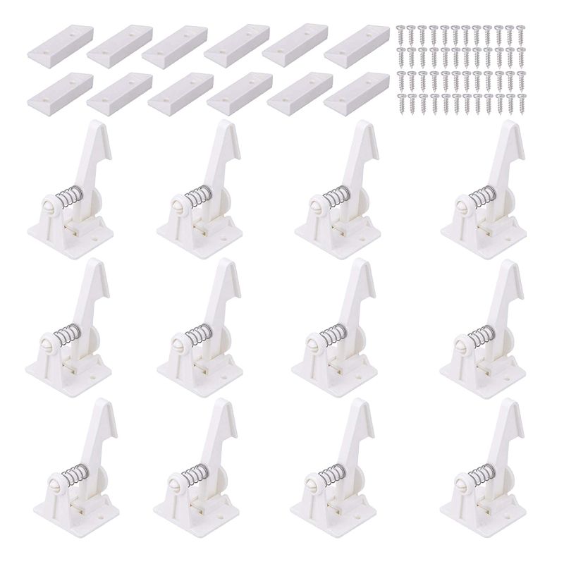 Photo 1 of Child Safety Cabinet Locks Latches - 12 Pack,Kids Baby Proofing Lock Child Proof Drawer Locks - Cupboard Hidden Latch - Adhesive,Door Spring Lock - No Tools,Drill (White)

